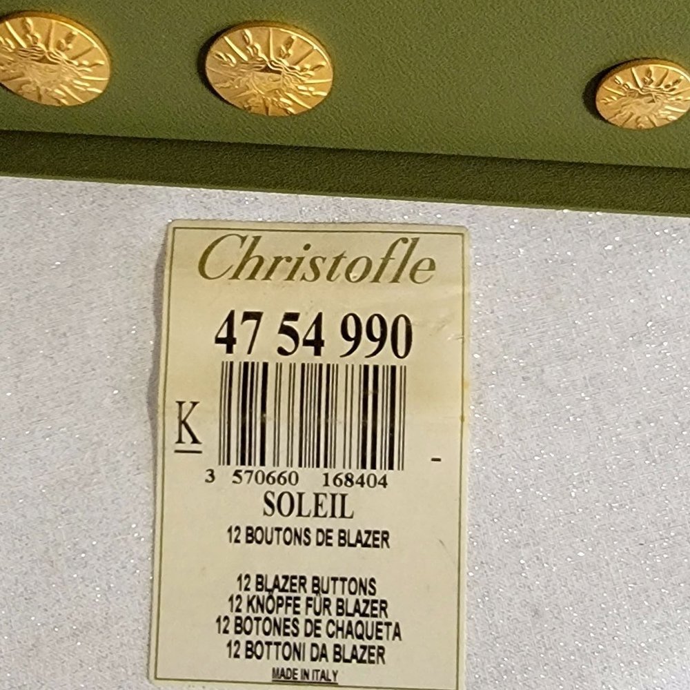 MIB CHRISTOFLE 12 Gold Tone Soleil Buttons for Jacket or Blazer - Picture 3 of 6